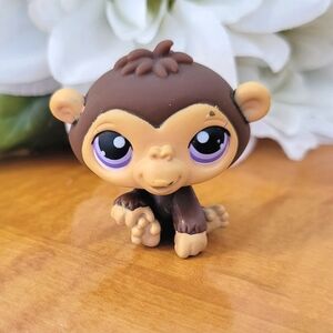 Littlest Pet Shop LPS #359 Chimpanzee Monkey Gorilla Brown Purple Eyes 2006